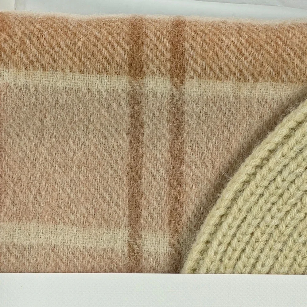 Barbour Women Scarf & Beanie Gift Set OS Camel Plaid Ribbed Knit Warm Luxury NWT